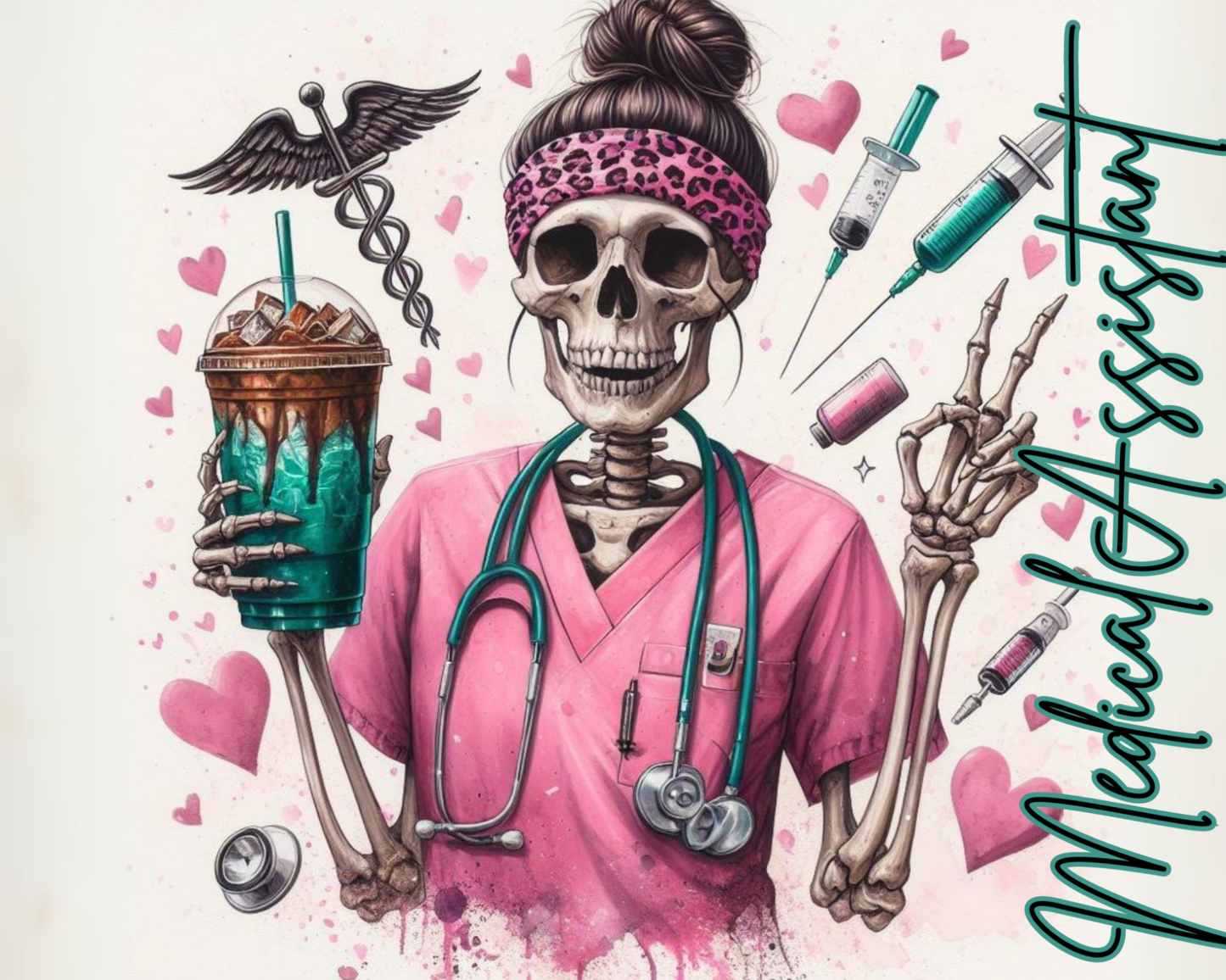 Medical Assistant Skeleton Skinny Tumbler