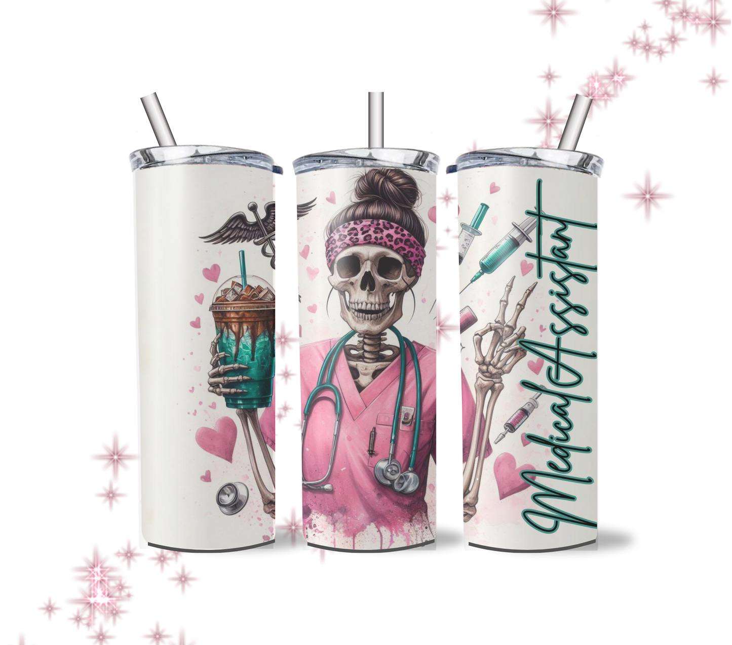 Medical Assistant Skeleton Skinny Tumbler