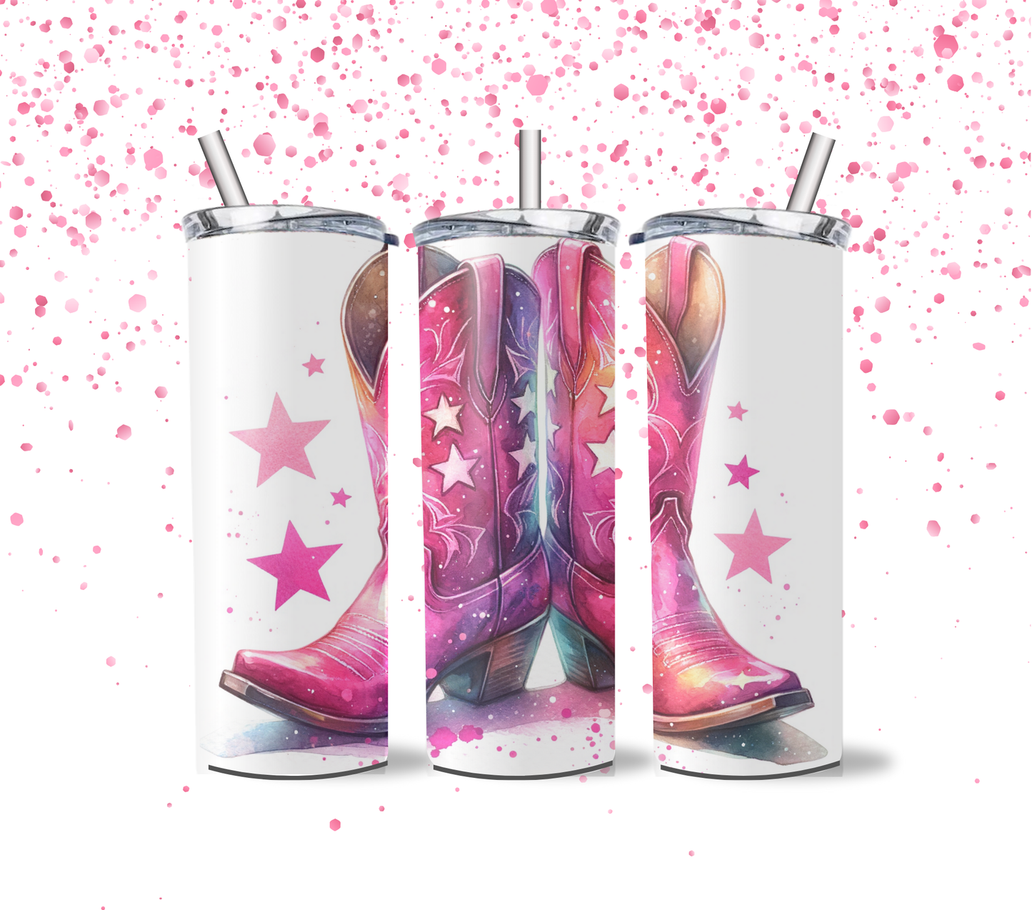 Pink Cowboy Boot Tumbler